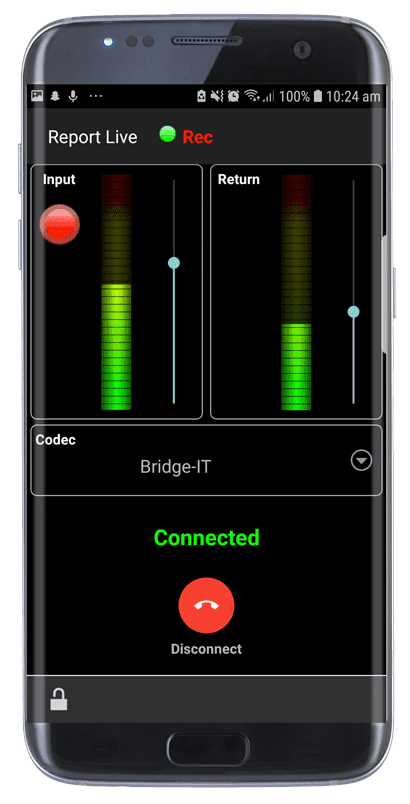 Report-IT — Application codec professionnelle pour iPhone et Android — diffusion en direct depuis un smartphone. Disponible chez UBSM, distributeur Tieline au Maroc.