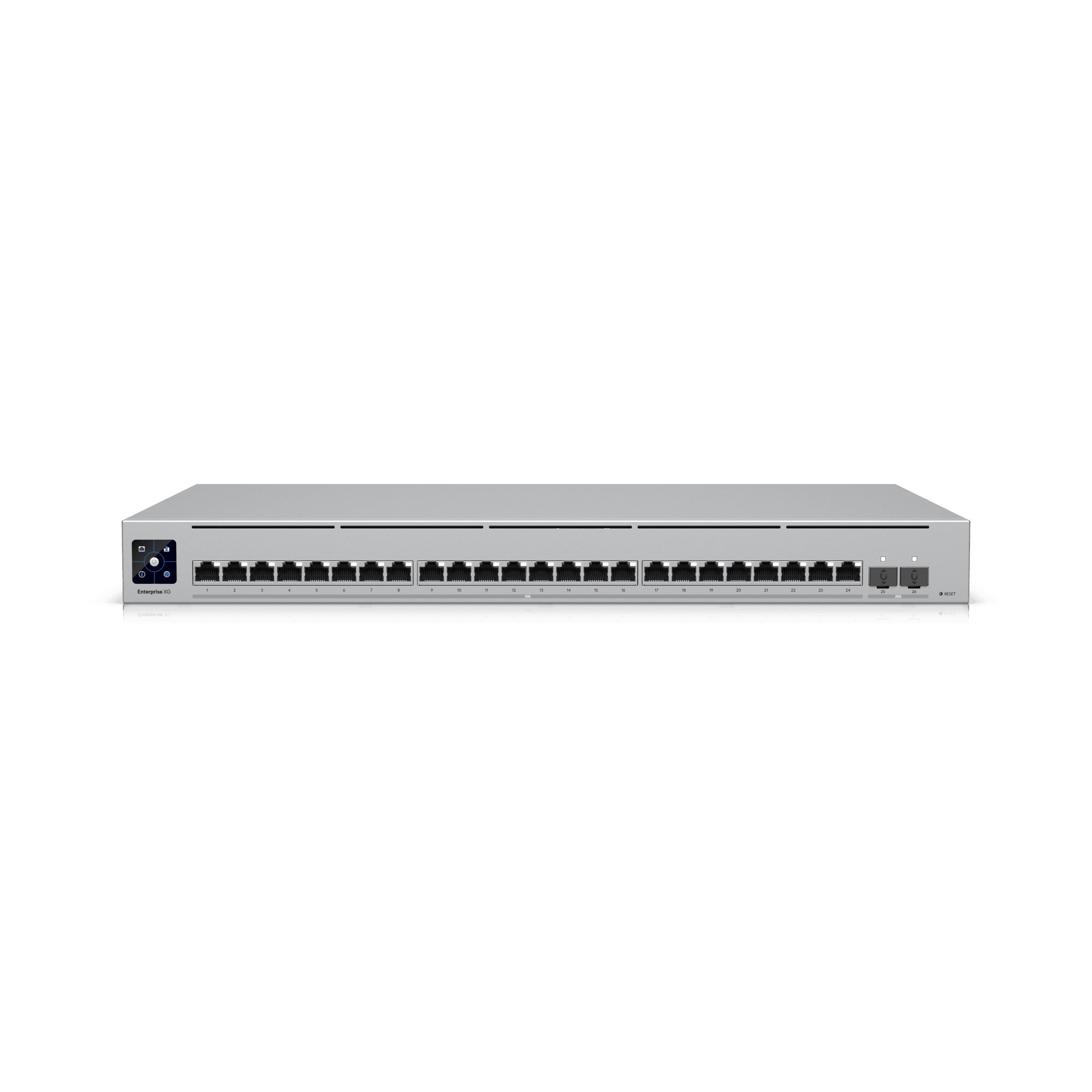 UniFi Switch Enterprise XG 24 — Switch 24 ports 10 GbE Layer 3 pour cœur de réseau. Disponible chez UBSM, distributeur Ubiquiti au Maroc.