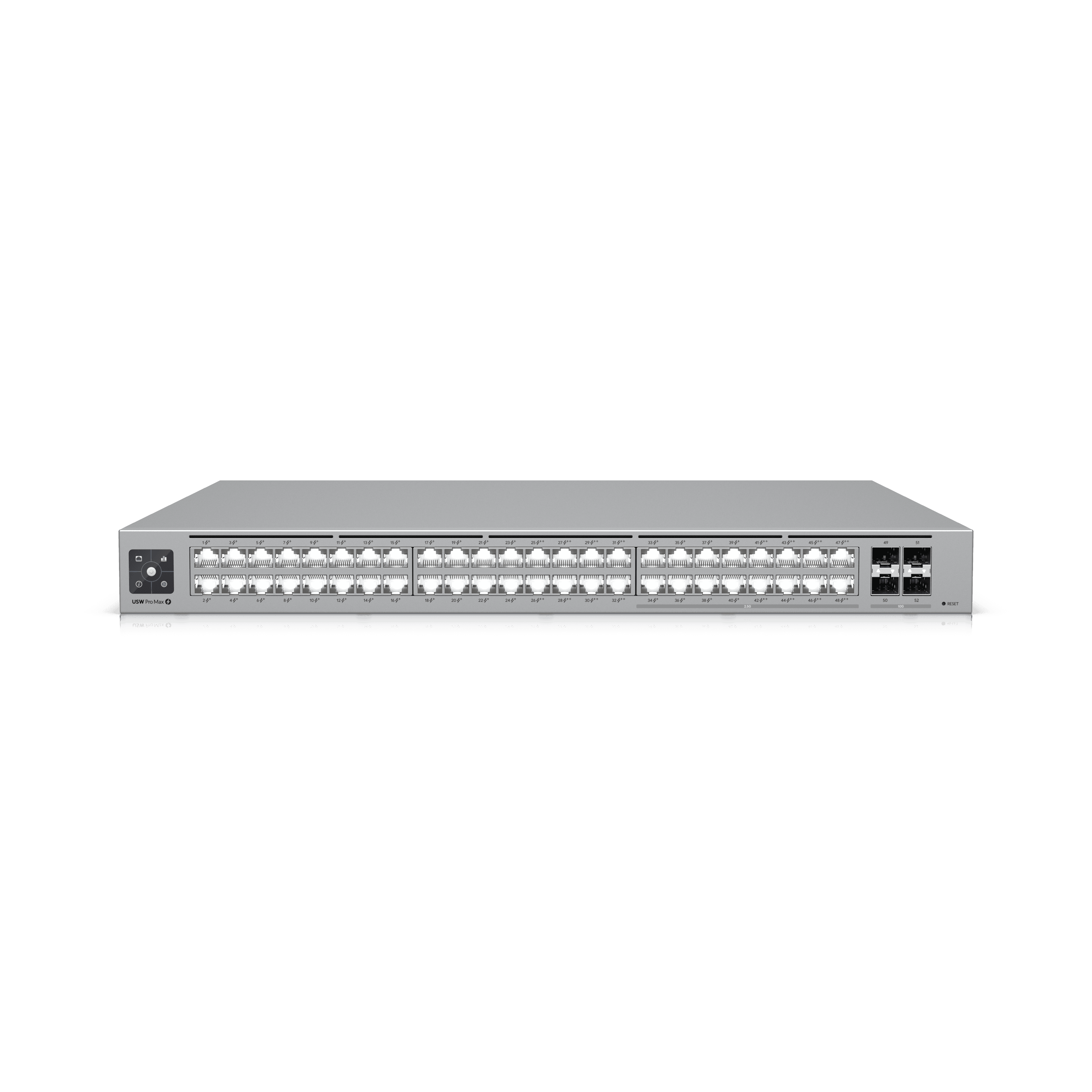 UniFi Switch Pro Max 48 PoE — Switch 48 ports 2,5 GbE PoE++, backbone multi-gig. Disponible chez UBSM, distributeur Ubiquiti au Maroc.